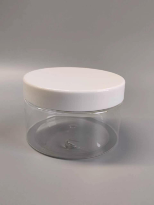 250g Clear Plastic Cosmetic Jar with White Lid