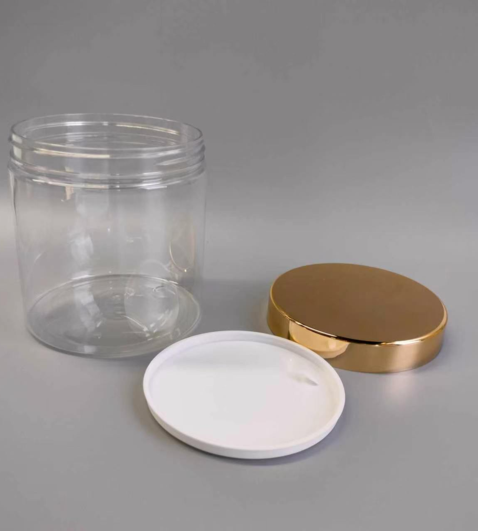 500g Clear Luxury Cosmetic Jar with Gold Cap